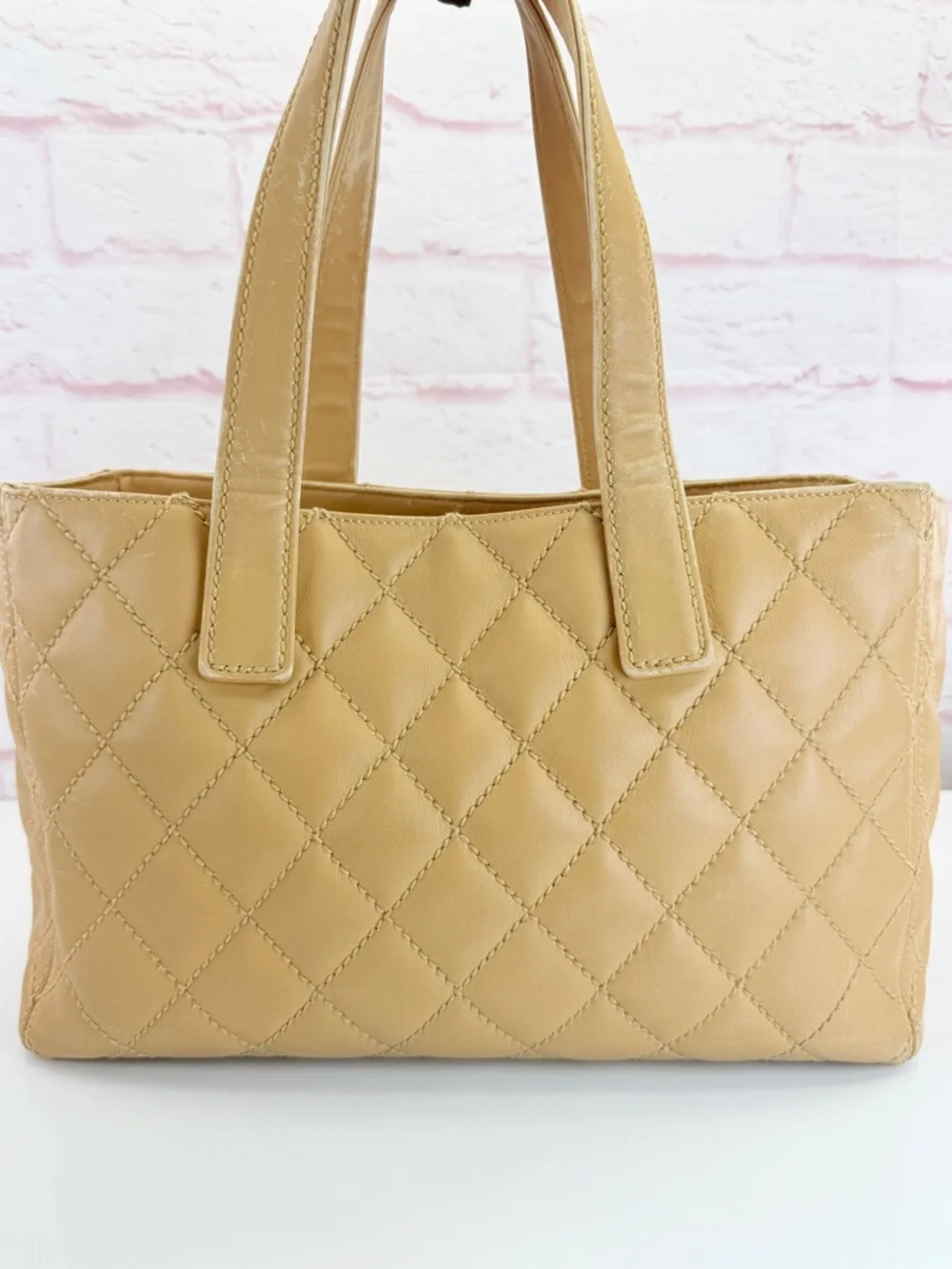 CHANEL Quilted Wild Stitch Tan Calfskin Leather Tote - Picture 5 of 16